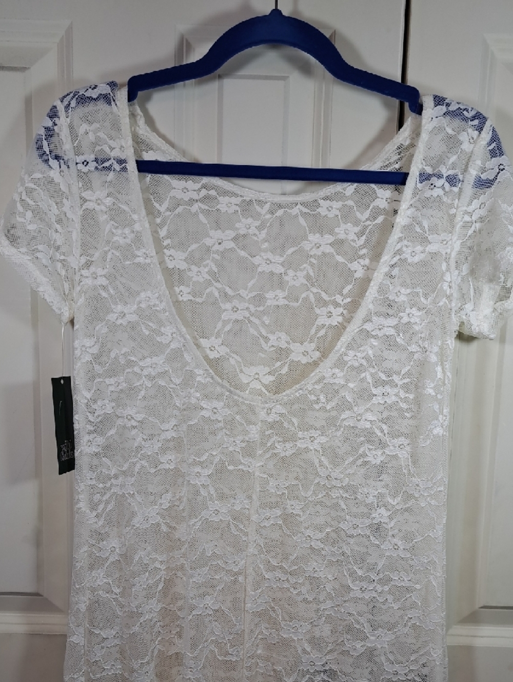 Nwt. White Lace Maxi Dress - Sheer Lace Floral Overlay - Picture 2 of 5